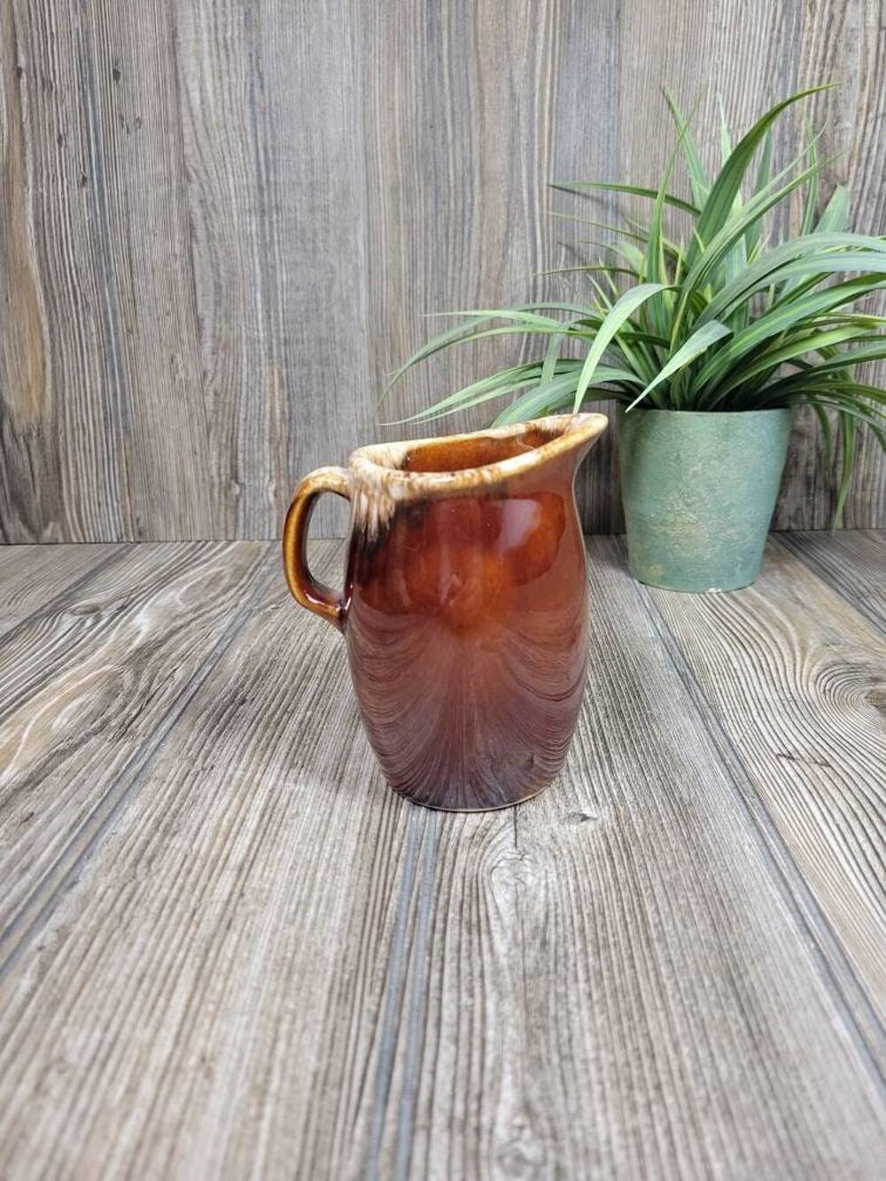 Vintage Hull Cream Pitcher, Brown Drip Oven Proof 8 oz